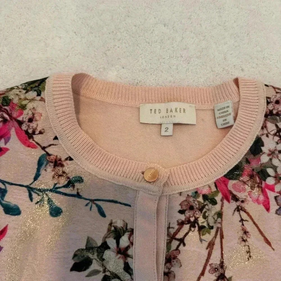 Ted BakerBlossom Jacquard Cardigan Size 2 - Picture 5 of 10